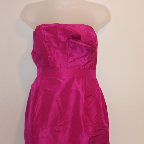 J. Crew Fuchsia Strapless 100% Silk Dress Mini Dress Women Size 4 - Picture 4 of 9